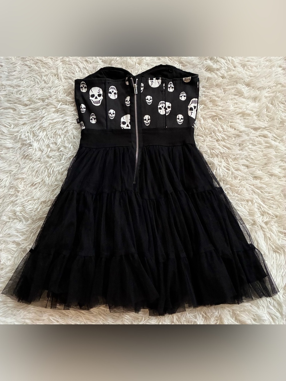 Vintage Royal Bones Tripp Goth Punk Y2K Emo Lace Up Corset Tutu Dress Black S - Picture 9 of 11